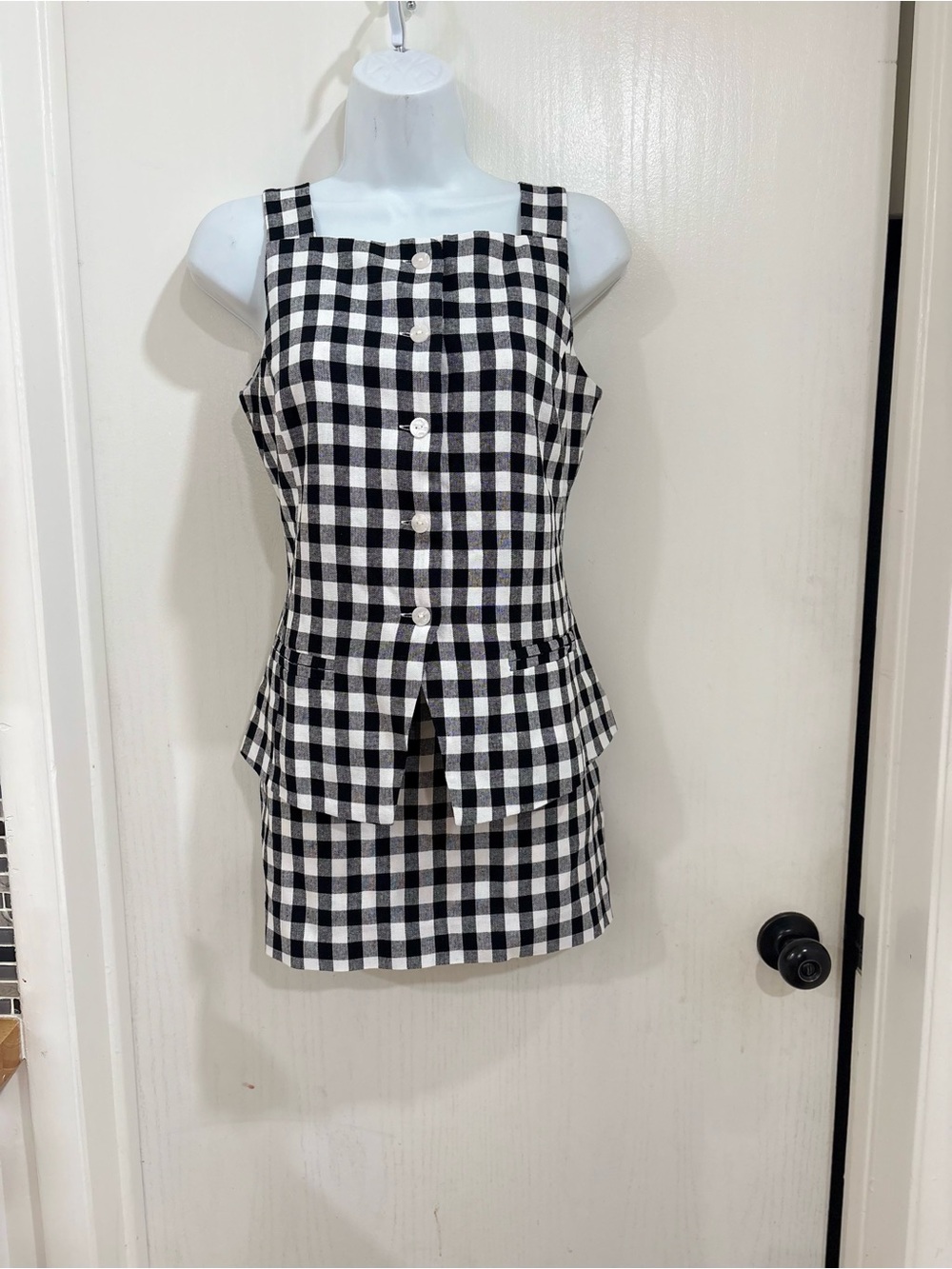 Express 2pc Black & White Gingham Button-Front Women's Dress